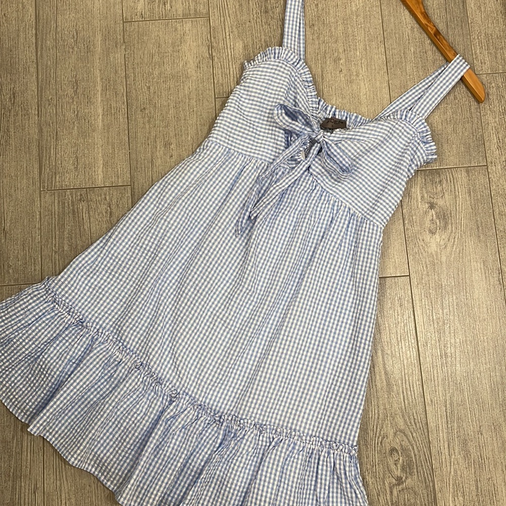 AIDEN Keyhole Gingham Dress - Blue White Small